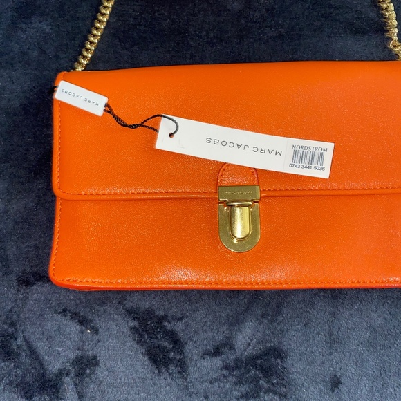 NWT RET 695 Marc Jacobs Mandarin Orange Clutch Gold Hardware - Picture 2 of 8
